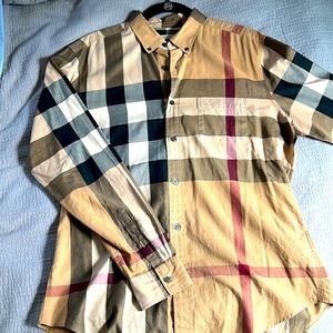 Authentic Burberry button down. Mens size L. Gently worn, with no staining.